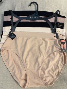 Nicole Miller 5-Pack Stretch Briefs — Black, Blush, White, Beige, Pink